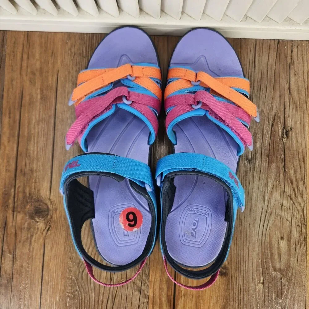 Teva Tirra Big Kids Sz 6 Sandals Blue Rose Multi Colorful Hiking Beach 1019395Y